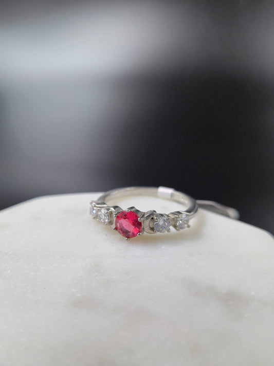 Silver 925 ruby colour stone ring