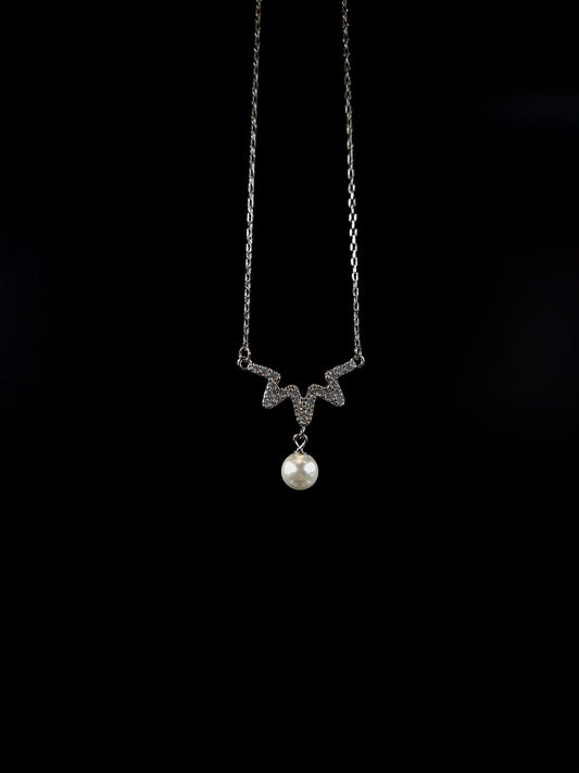 Silver zarkan and pearl Necklace for women