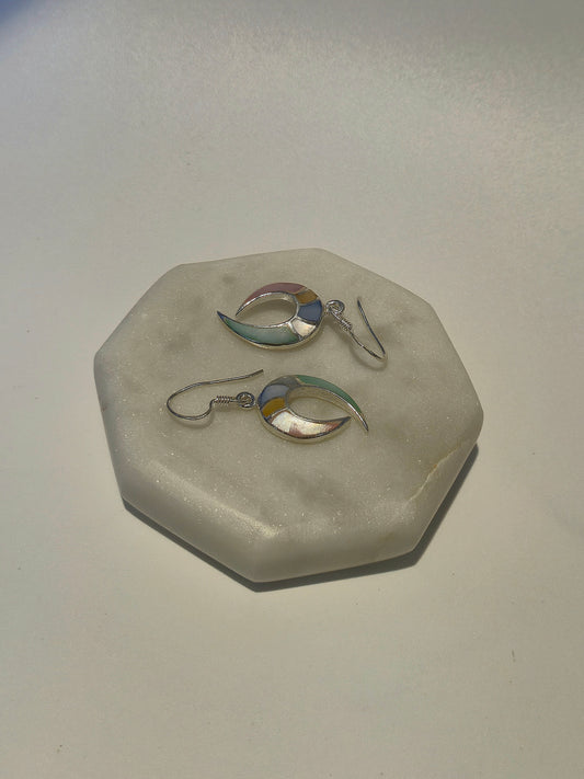 Silver dangle with multi colour stones.