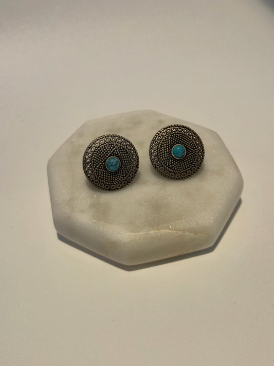 Oxidized Earring with a blue stone