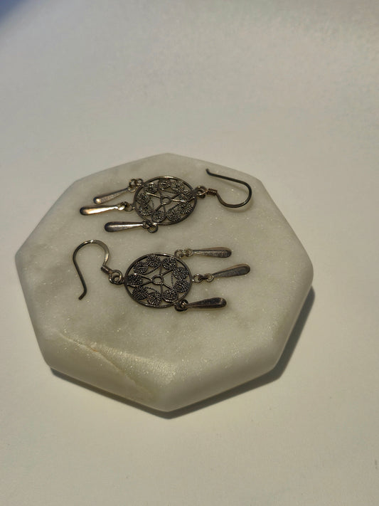 Oxidized Silver hanging Earring