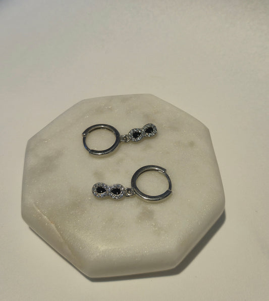 Infinity loop hanging Silver round hoop