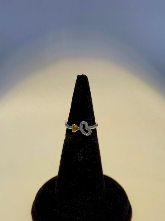 Dual heart shaped Silver ring
