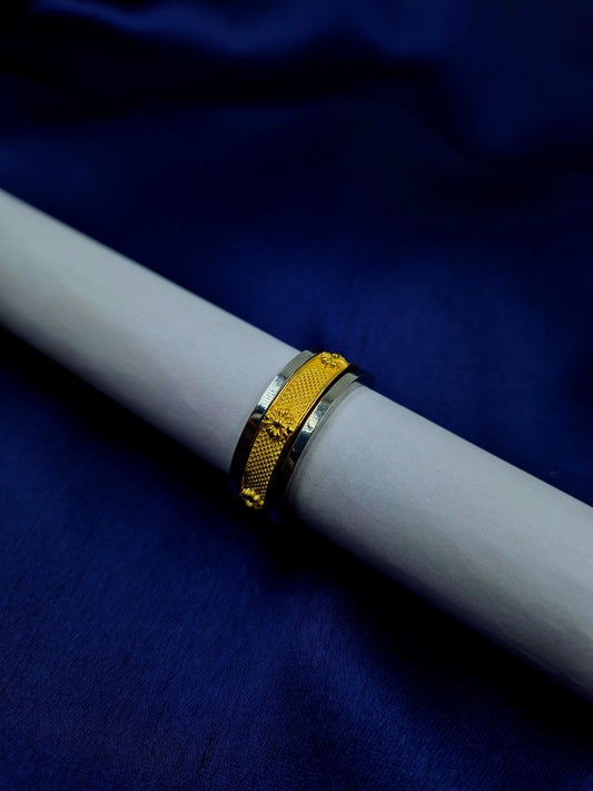 Silver Band with flower design