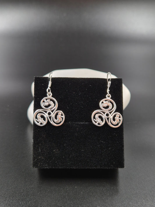 Sterling Silver Celtic Dragon Triskelion Earrings