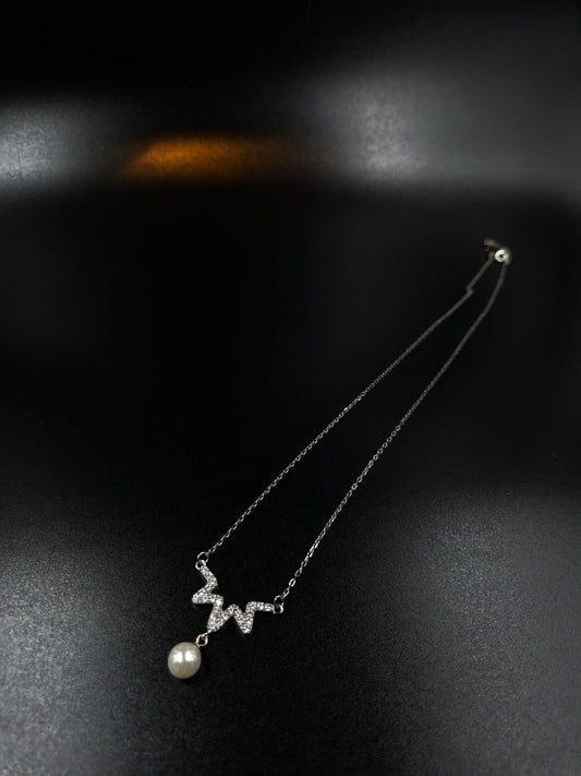 Silver zarkan and pearl Necklace for women