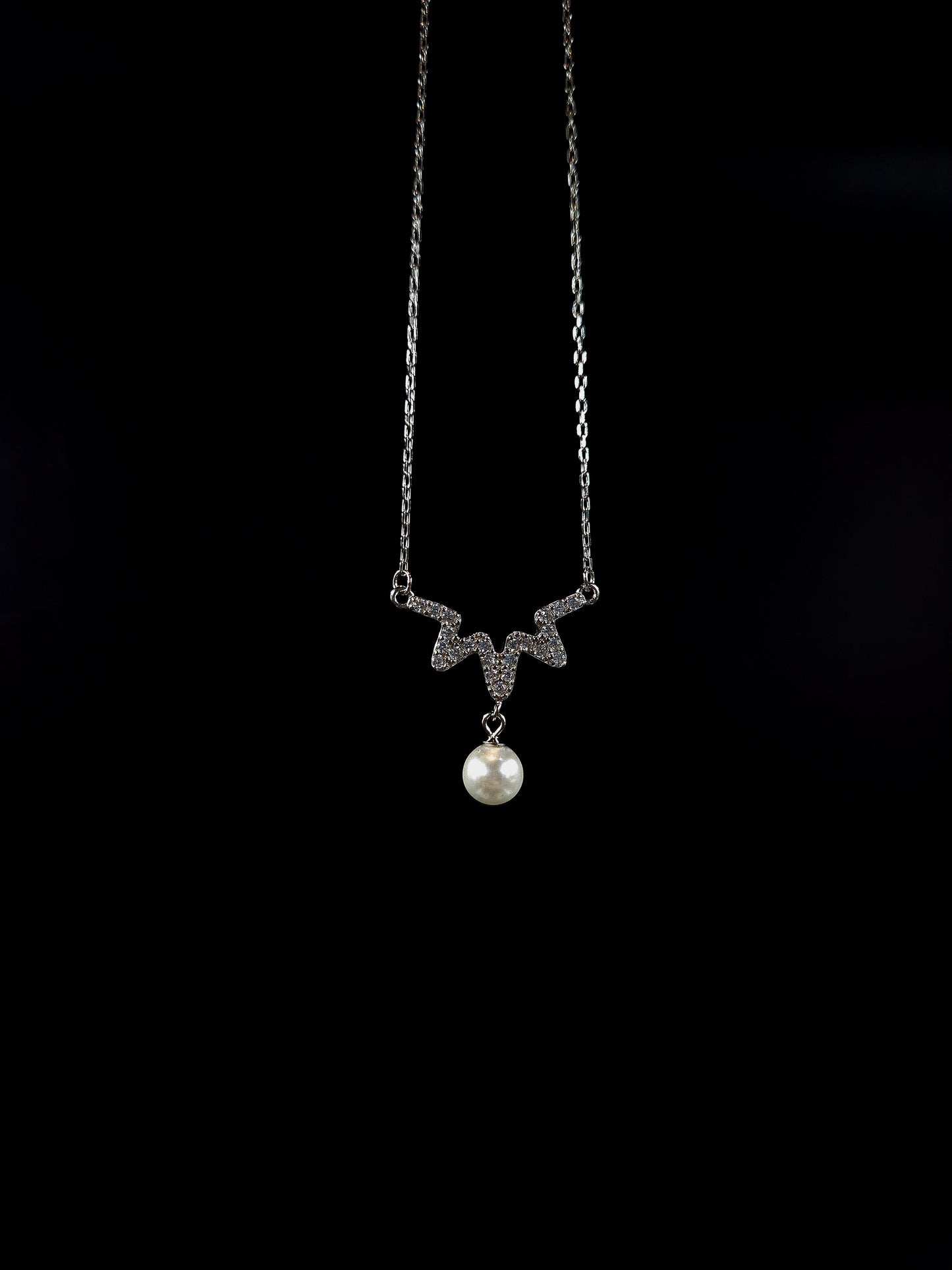 Silver zarkan and pearl Necklace for women