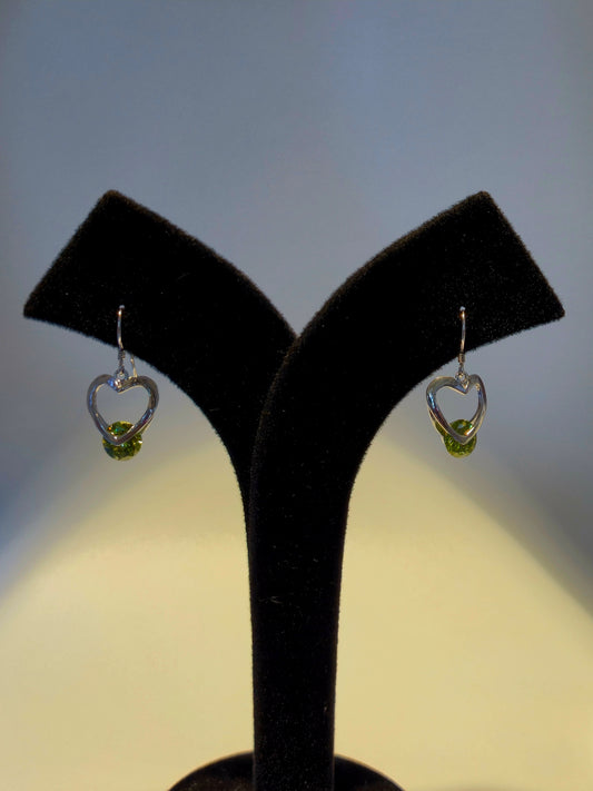 Heart shaped peridot Silver Dangle