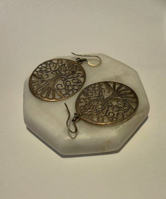 Tree of Life designed Oxidised Silver Earring