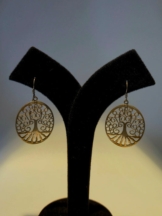 Tree of Life designed Oxidised Silver Earring