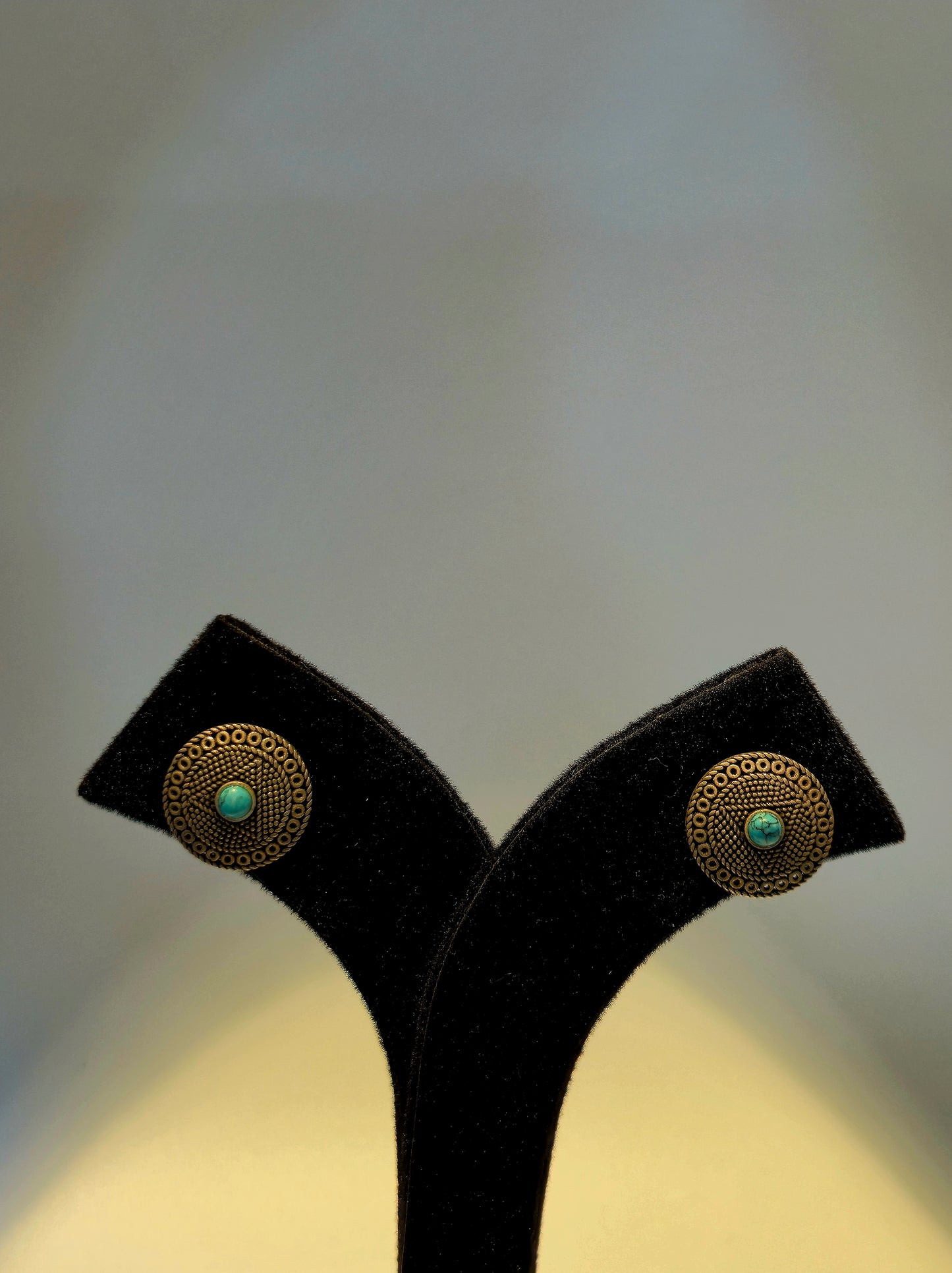 Oxidized Earring with a blue stone