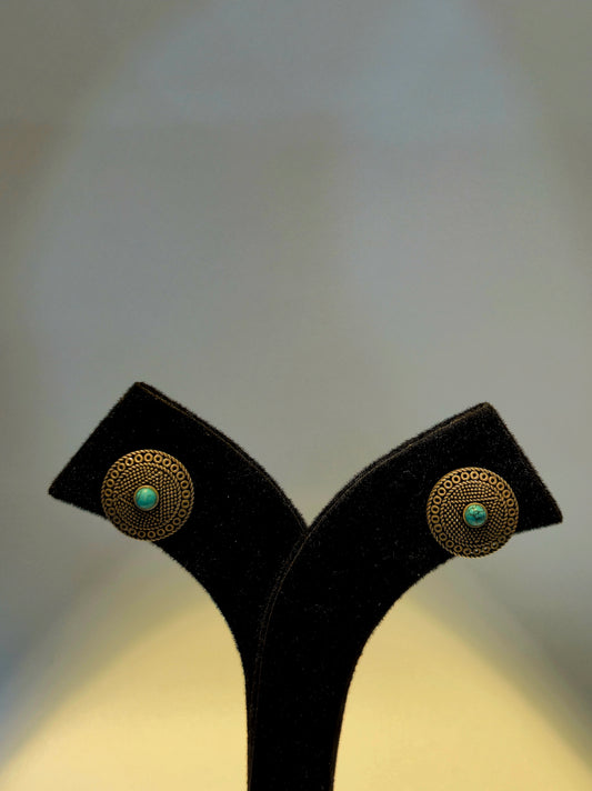 Oxidized Earring with a blue stone