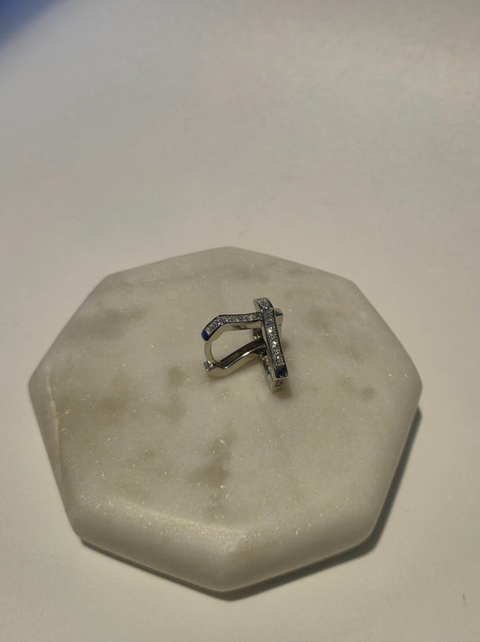 Silver unique square hoops