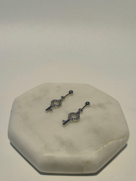 Key Shaped Helix Earring 925 Silver