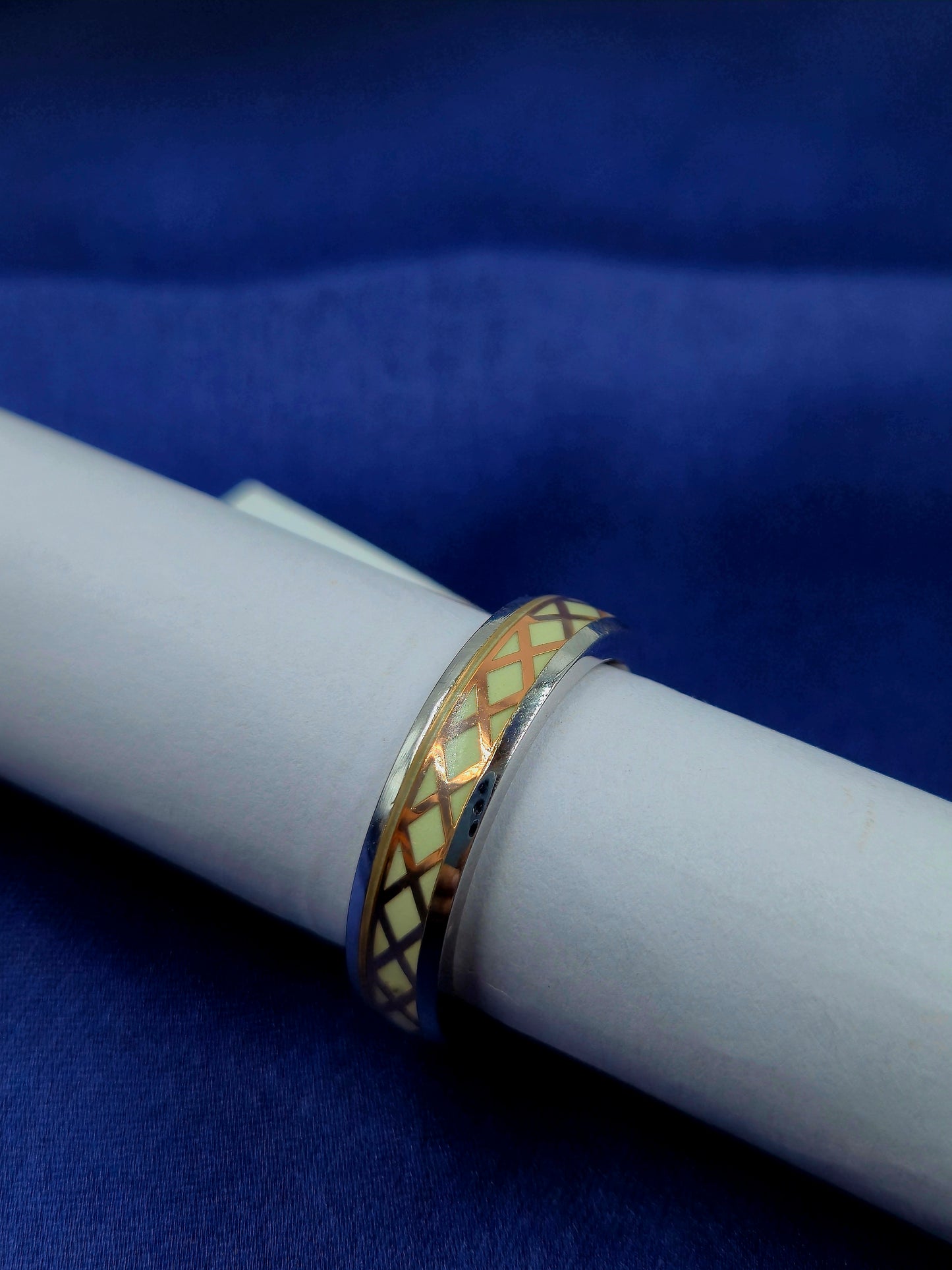 Silver Band with Brass cut design