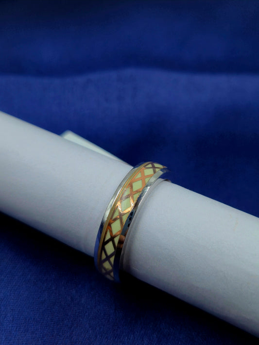 Silver Band with Brass cut design