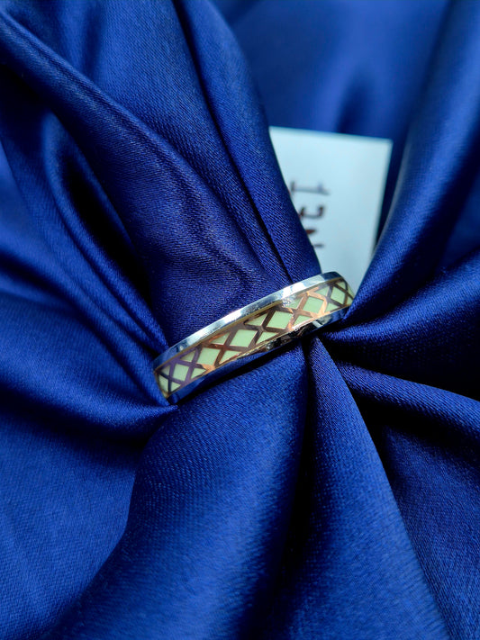 Silver Band with Brass cut design