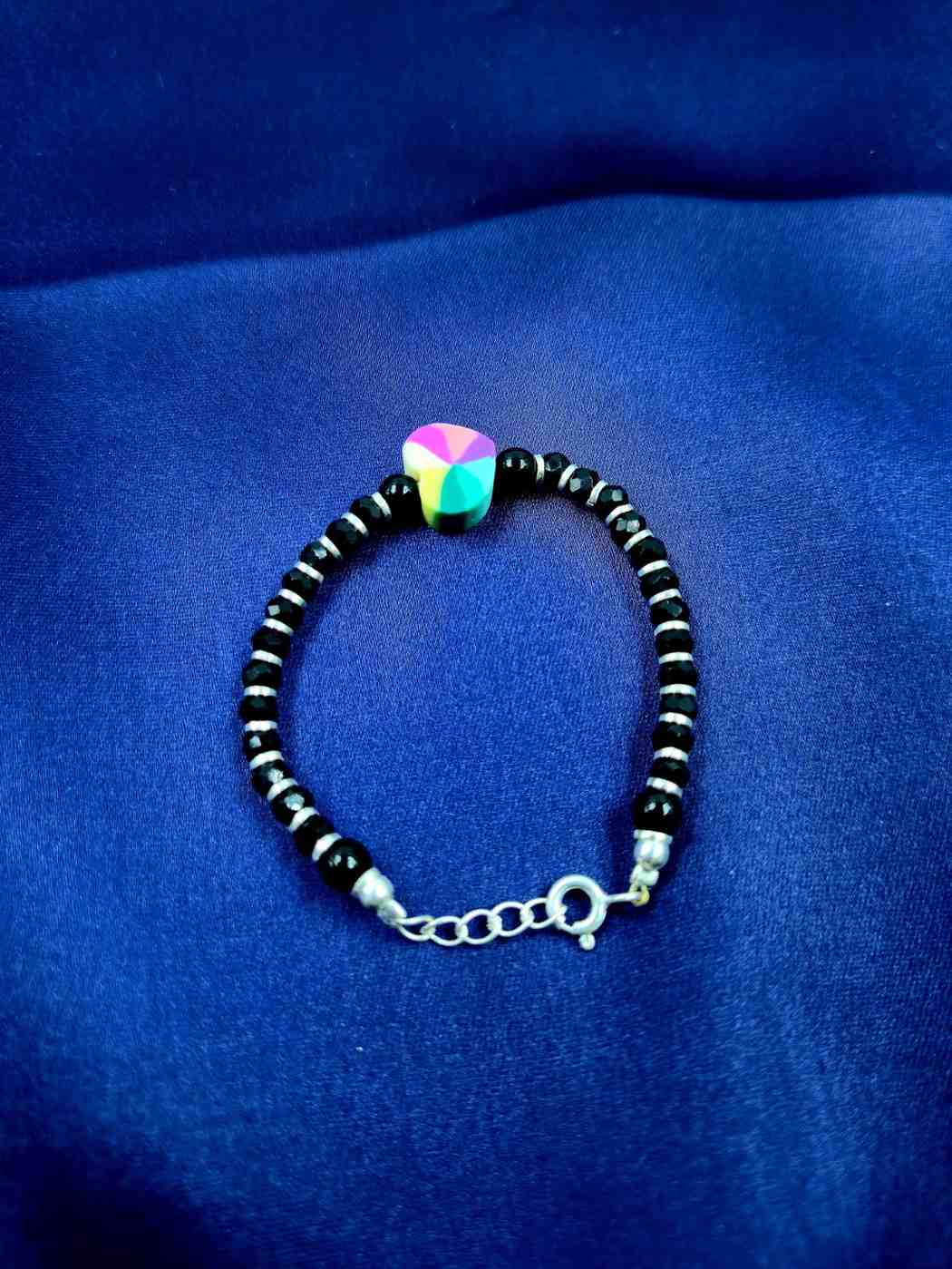 Heart Design Black Beads Baby Bracelet