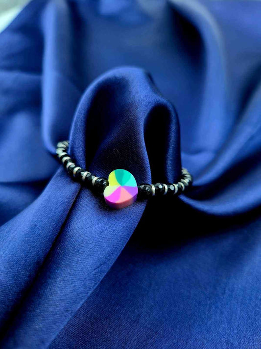 Heart Design Black Beads Baby Bracelet