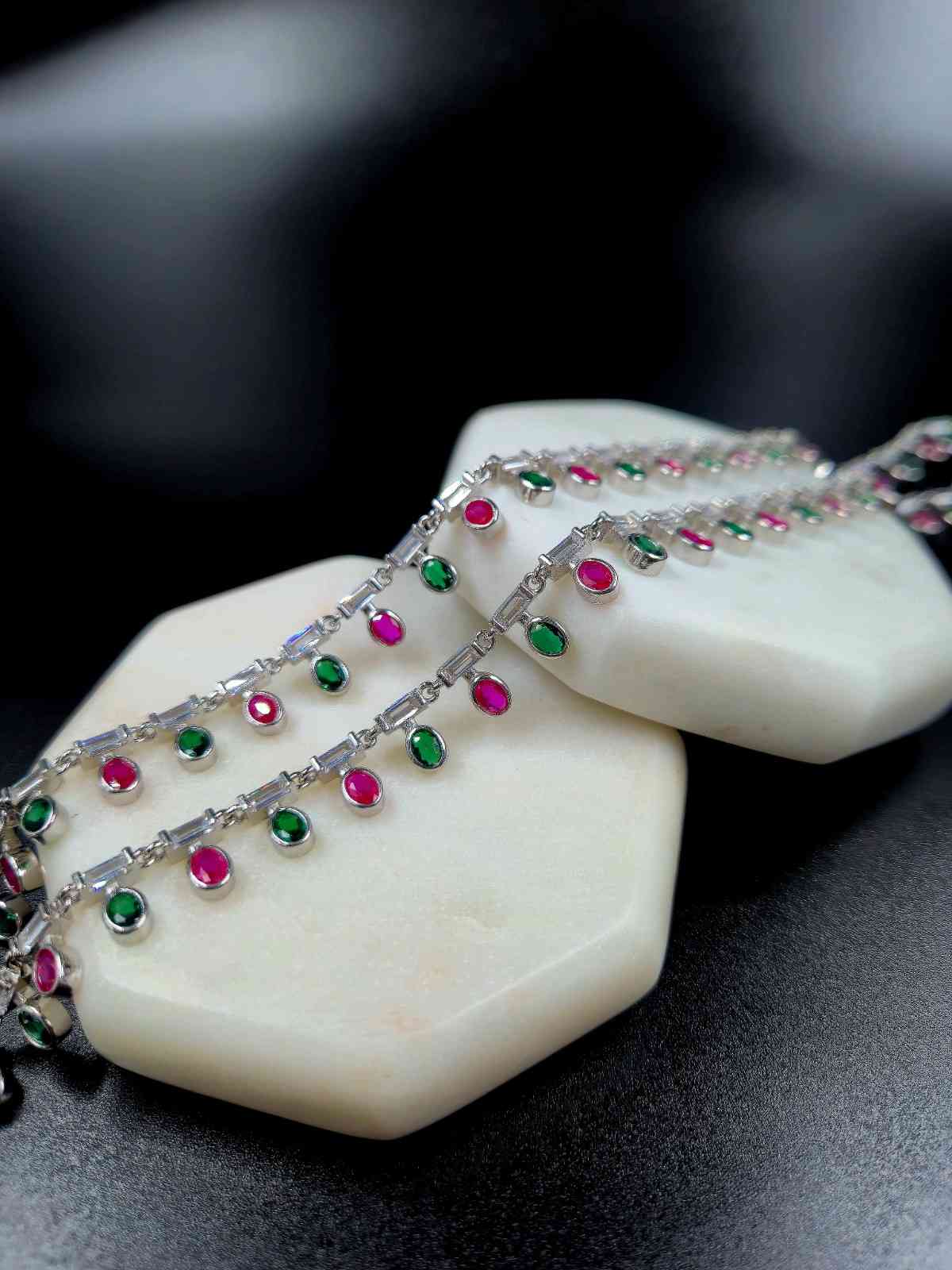 Hanging oval stones Anklet