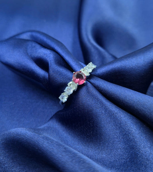 Silver 925 ruby colour stone ring