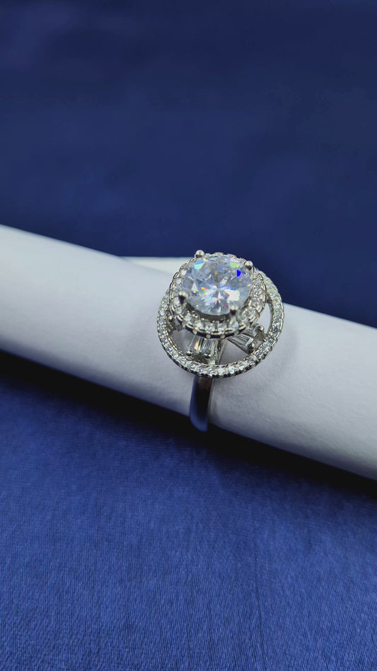 White Stone Spinning Ring